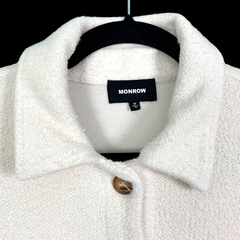 Monrow Revolve Cream Teddy‎ Fleece Boucle Cotton Shacket Jacket Womens Size M - Picture 8 of 15